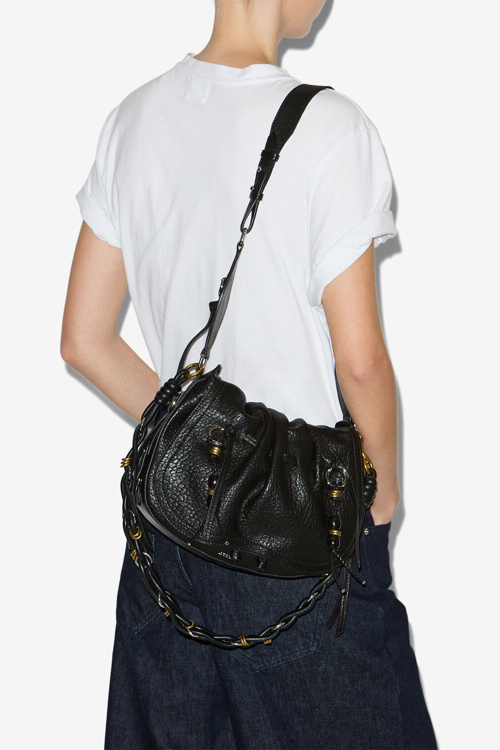 Schultertasche bolton aus leder - Black and silver - Woman - 4