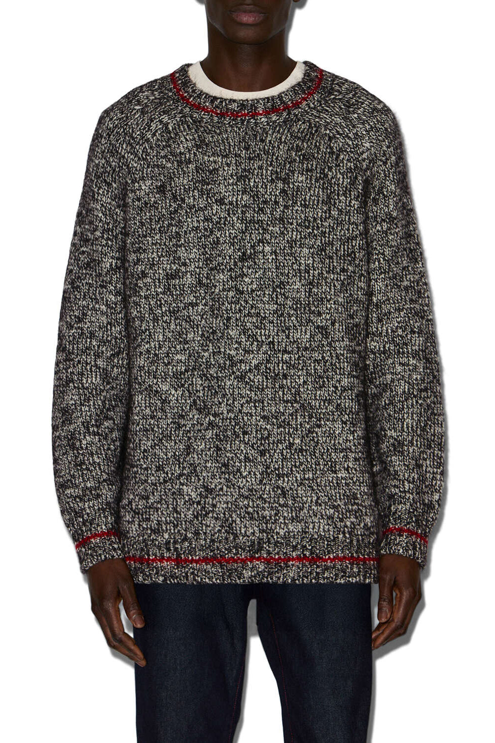 Ivanhoa super kid mohair sweater - Ecru-anthracite - Man - 4