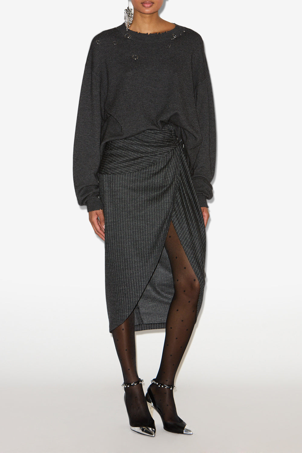 Cassandre 고리 디테일 울 스웨터 - Anthracite - Woman - 2