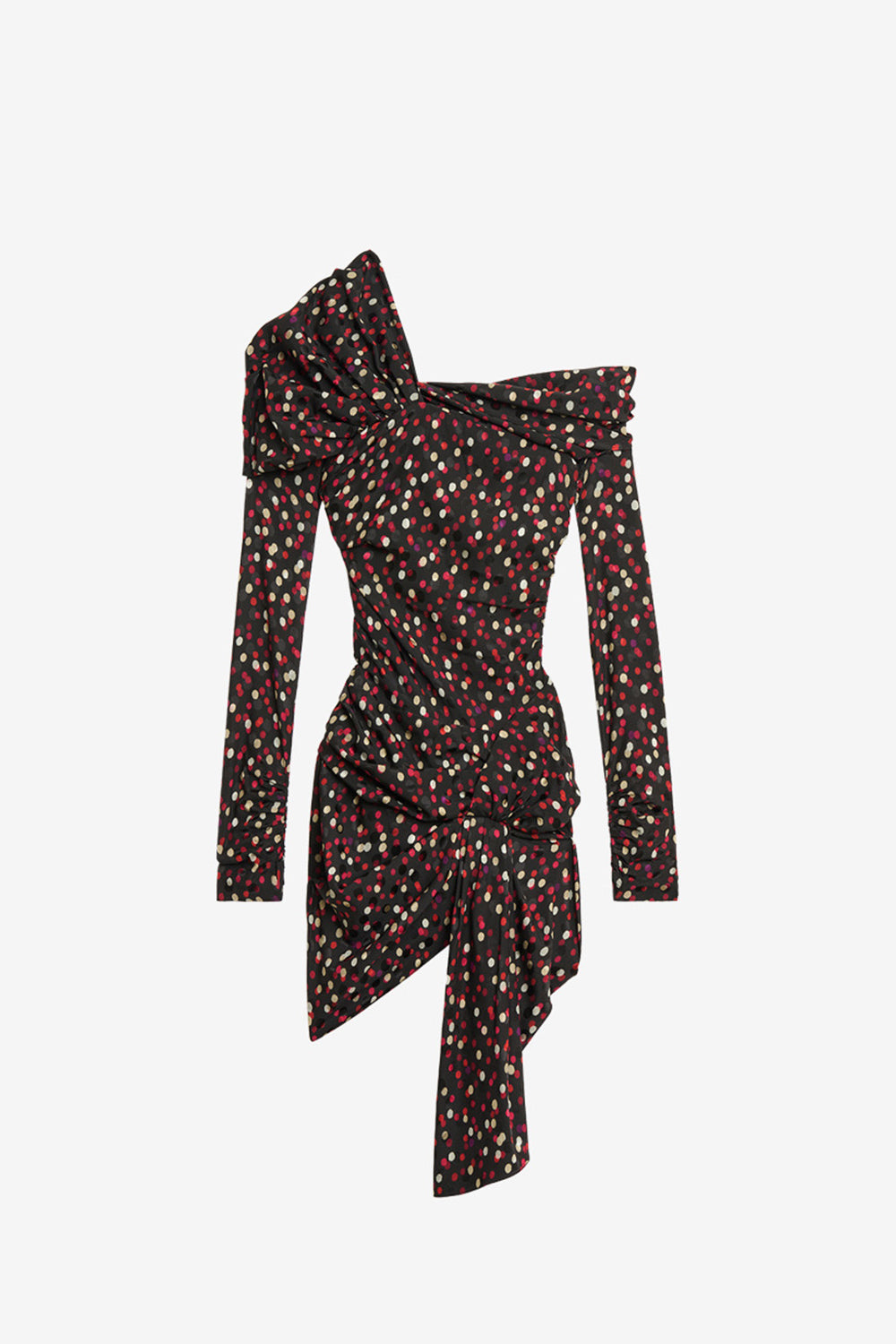 Elara draped printed silk dress - Black-red - Woman - 1