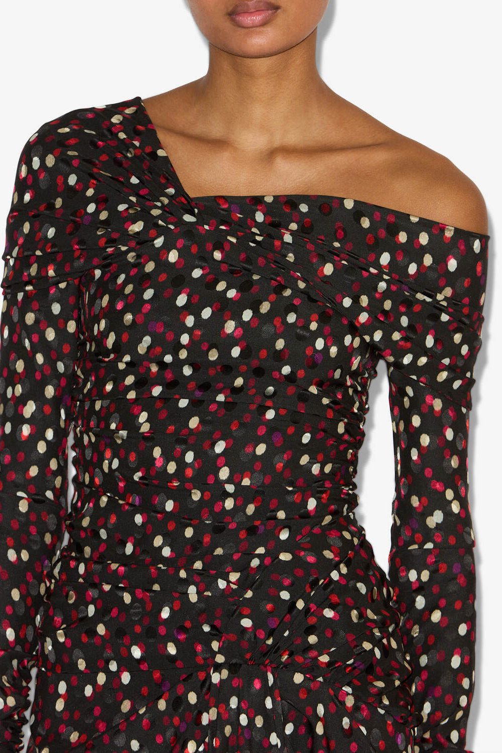 Elara draped printed silk dress - Black-red - Woman - 3