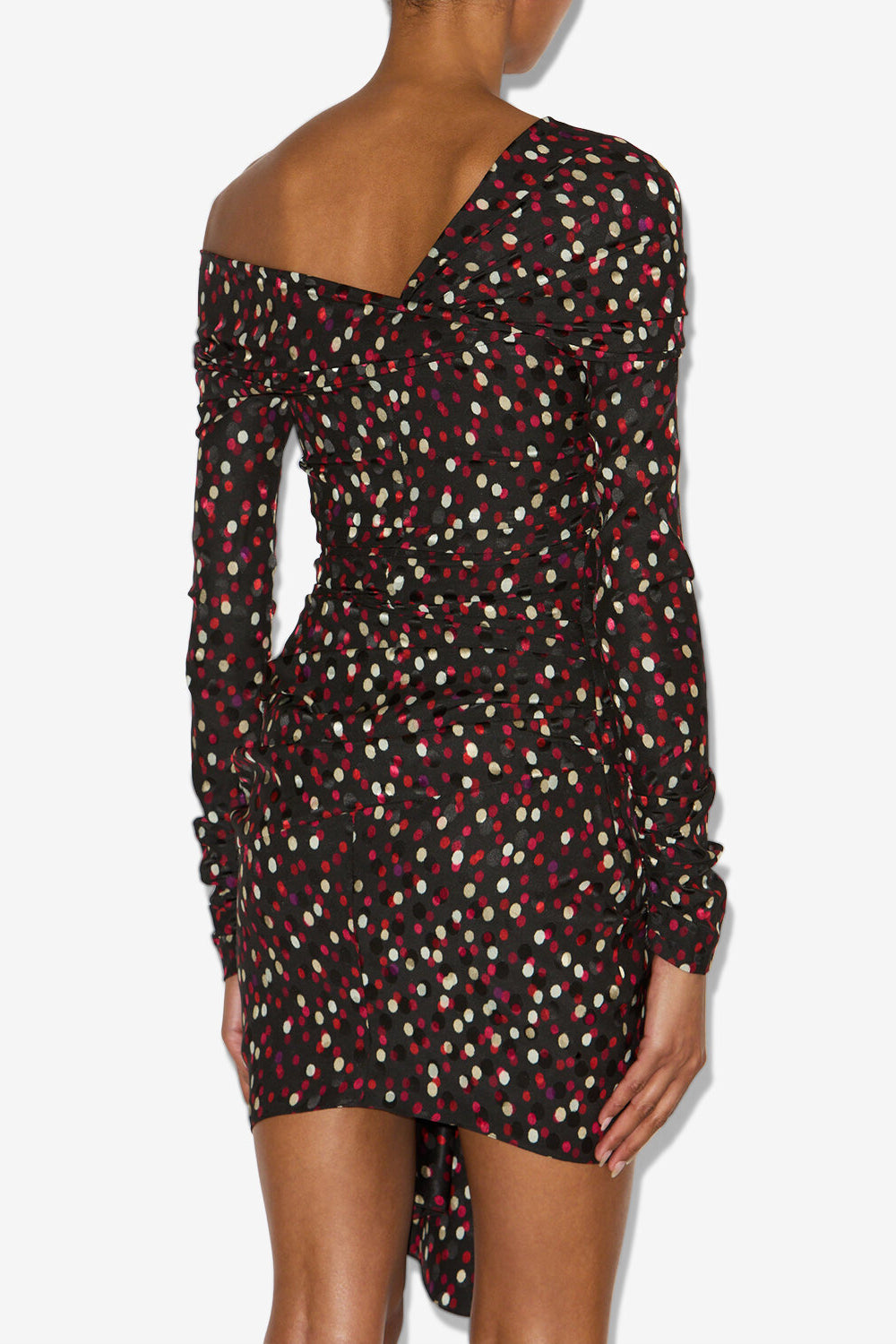 Elara draped printed silk dress - Black-red - Woman - 5