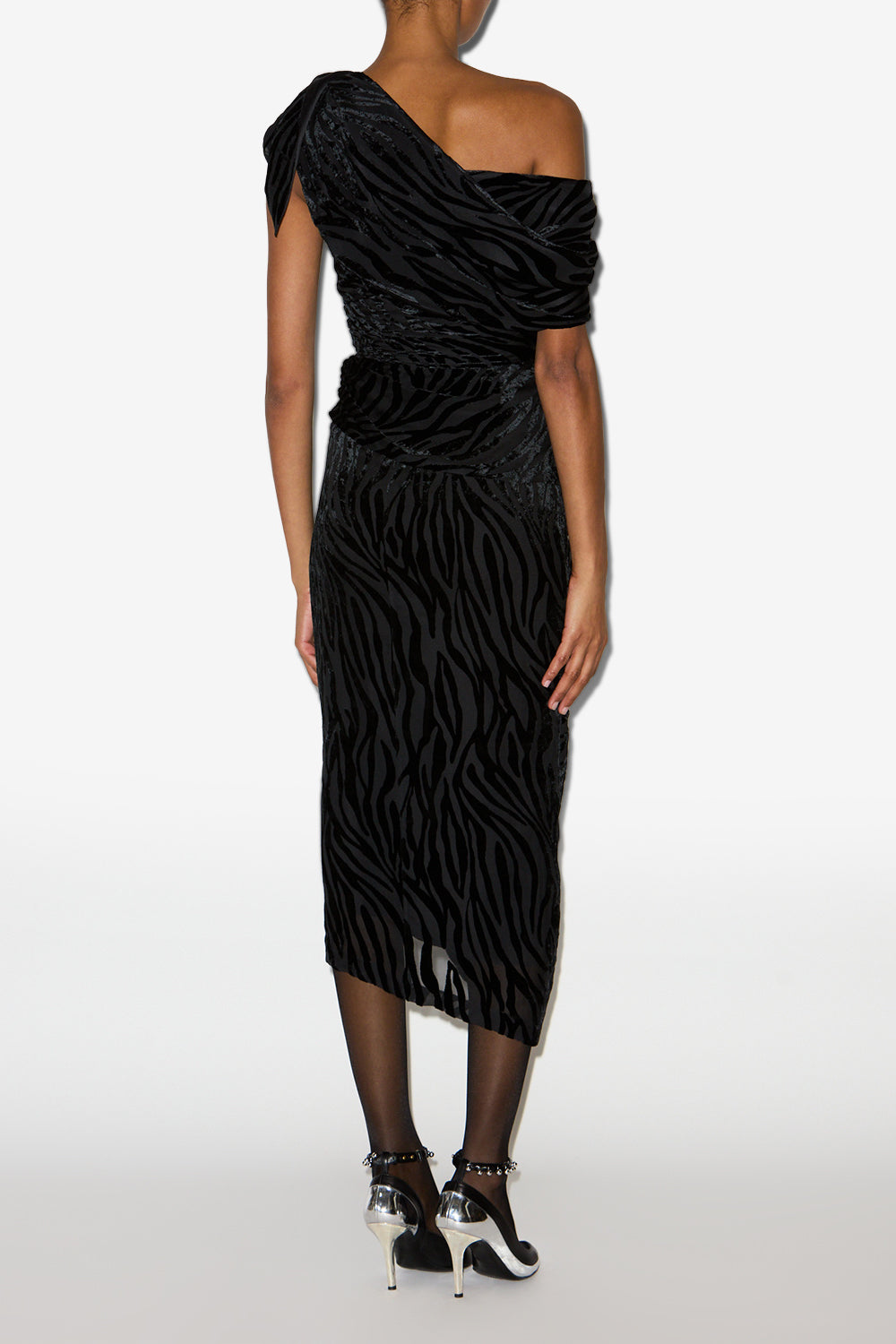 Cyane asymmetrical printed dress - Black - Woman - 4