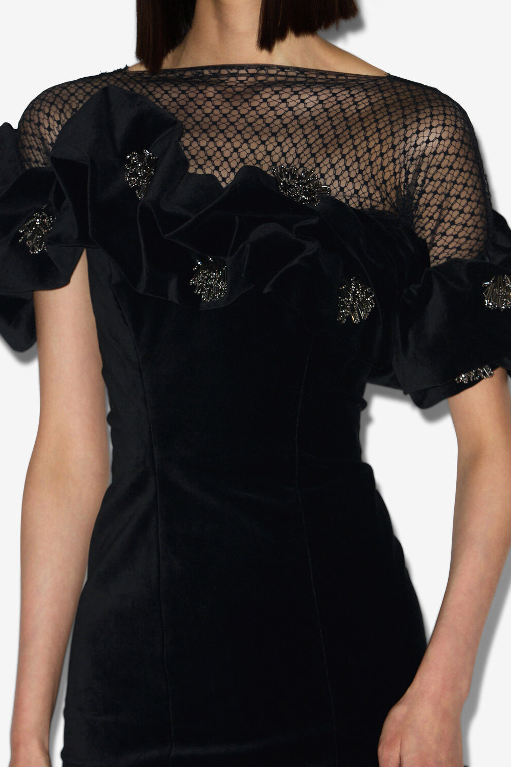 Kurzes kleid eliska mit volants - Schwarz - Woman - 3