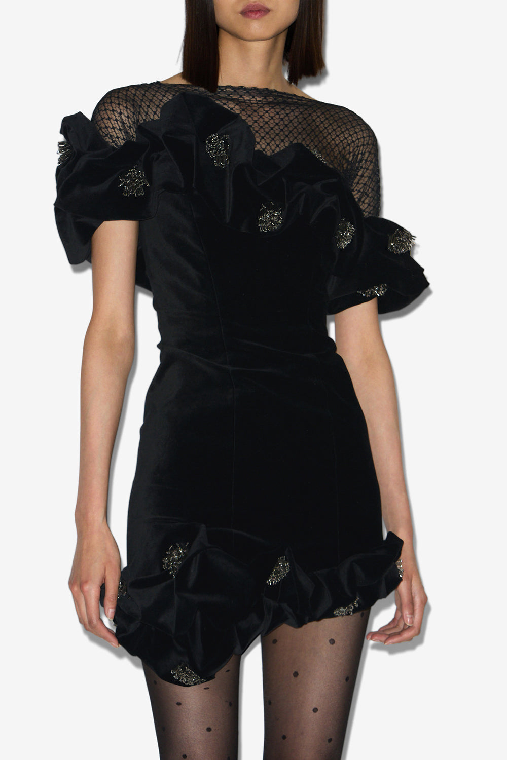 Kurzes kleid eliska mit volants - Schwarz - Woman - 4