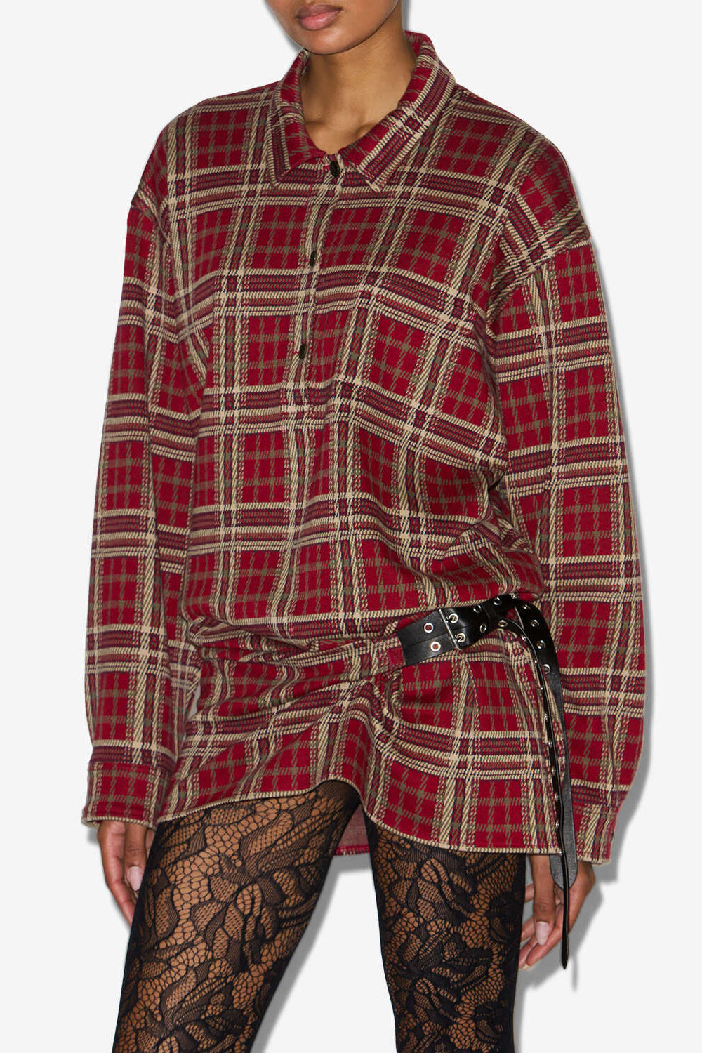 Blandia plaid shirt dress - Red - Woman - 4