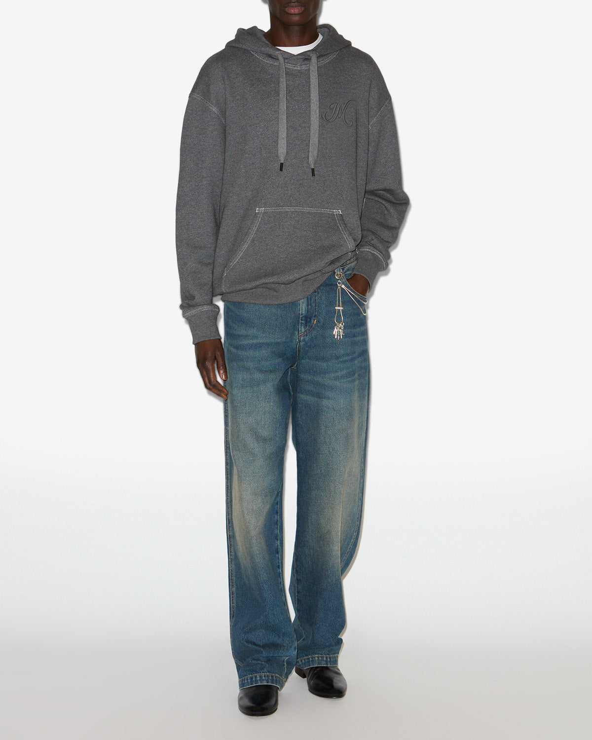 Hoodie matte aus baumwolle - Anthracite - Man - 1