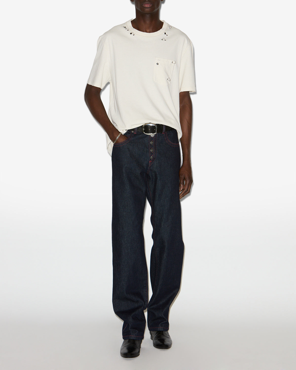 Yezra short-sleeve cotton t-shirt - Ecru - Man - 1
