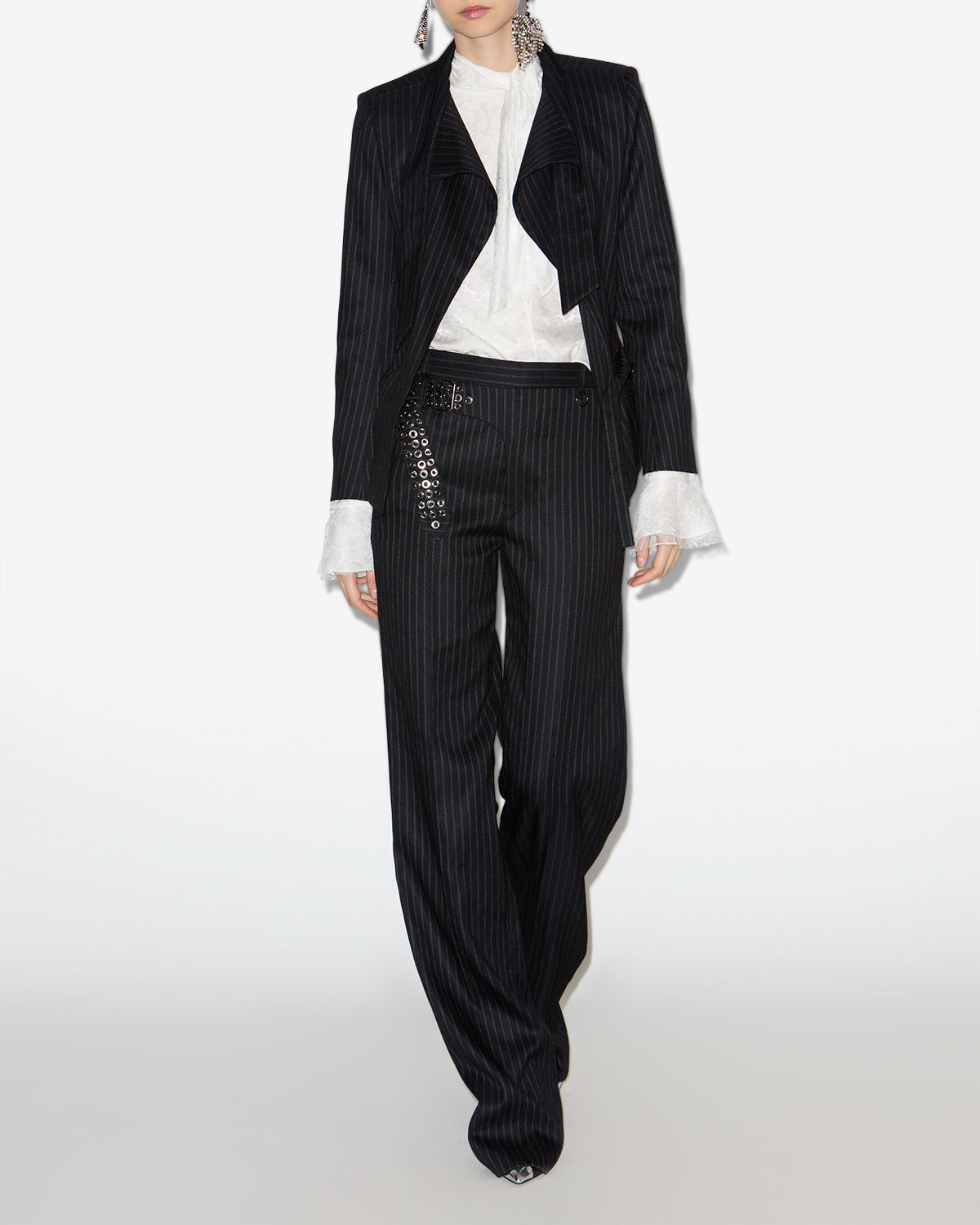 Giacca da tailleur gessata nelvia - Nero - Woman - 1
