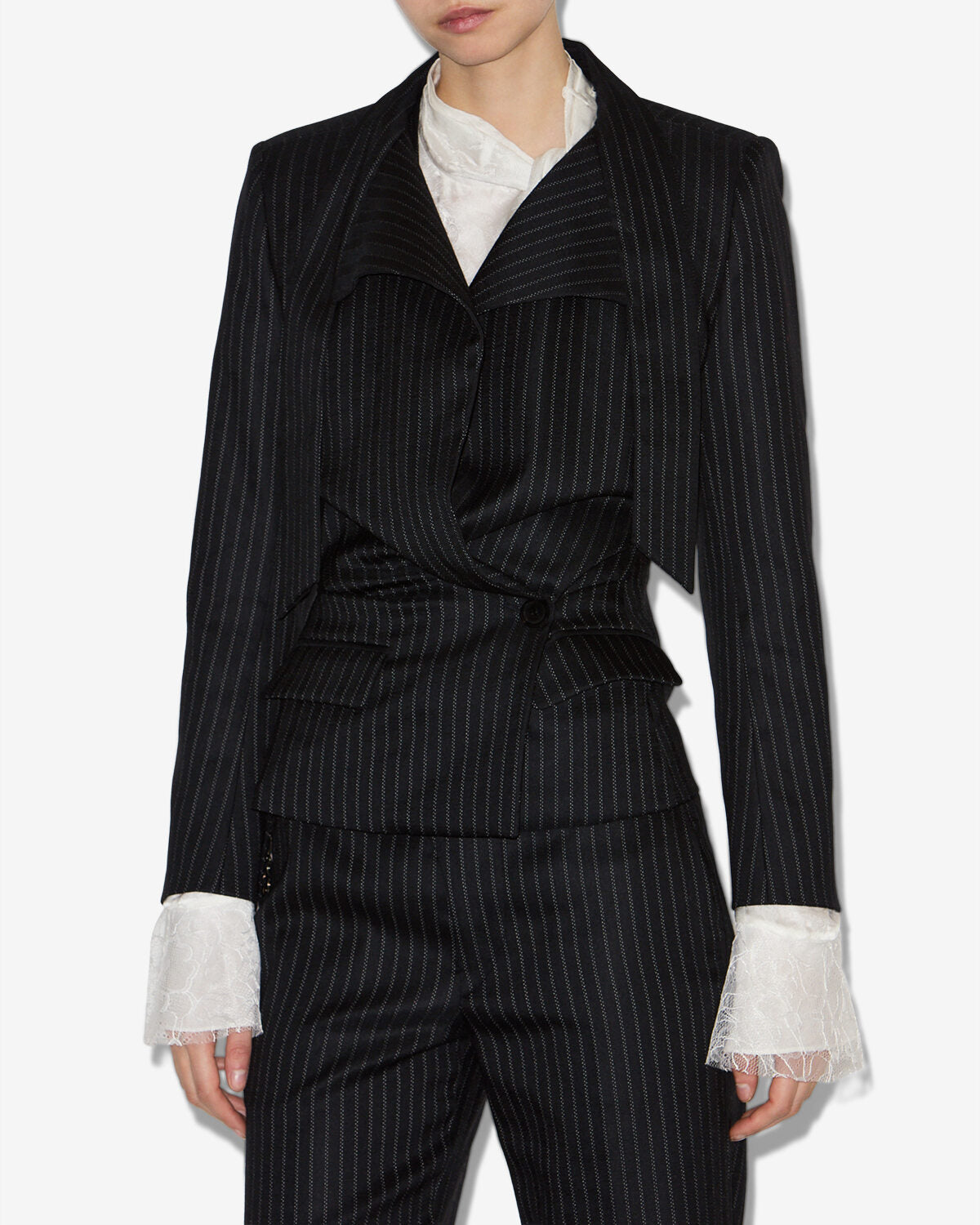 Giacca da tailleur gessata nelvia - Nero - Woman - 3