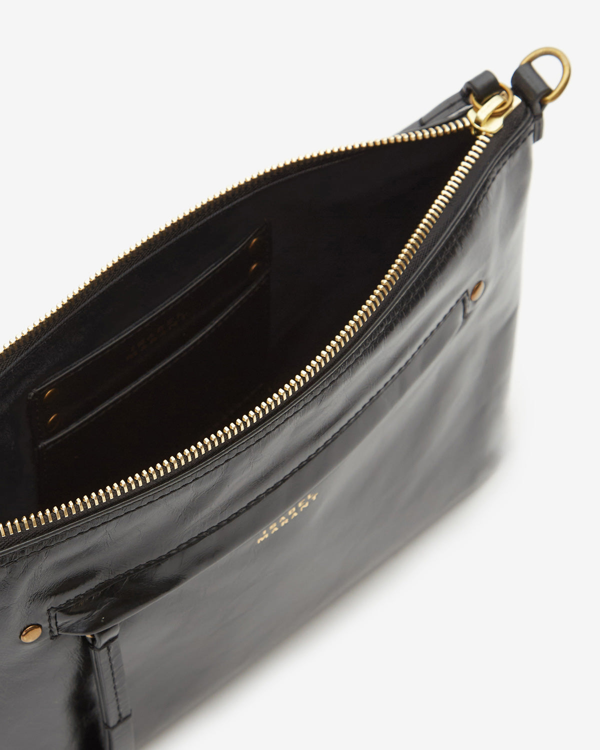 네사 광택 마감된 암송아지 가죽 소재 크로스바디 가방 - 검은색 - Woman - 3