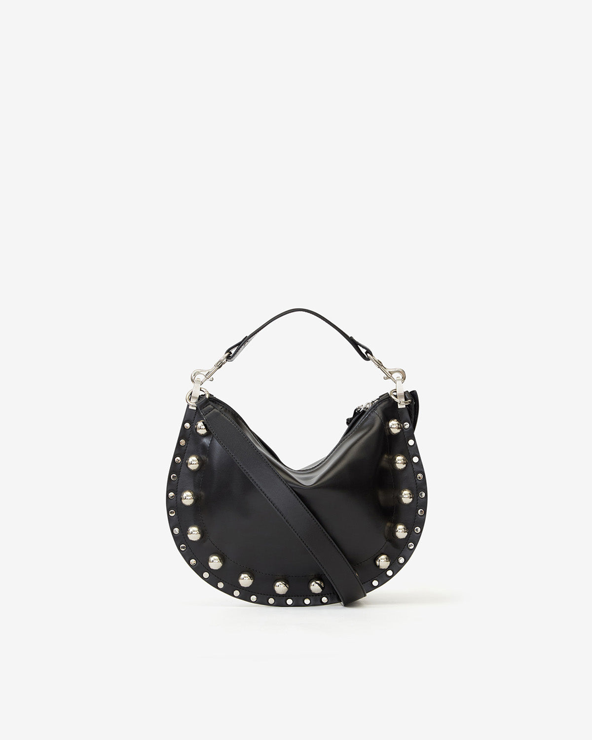 Oskan soft zip bag in studded cowhide leather - Black - Woman - 2