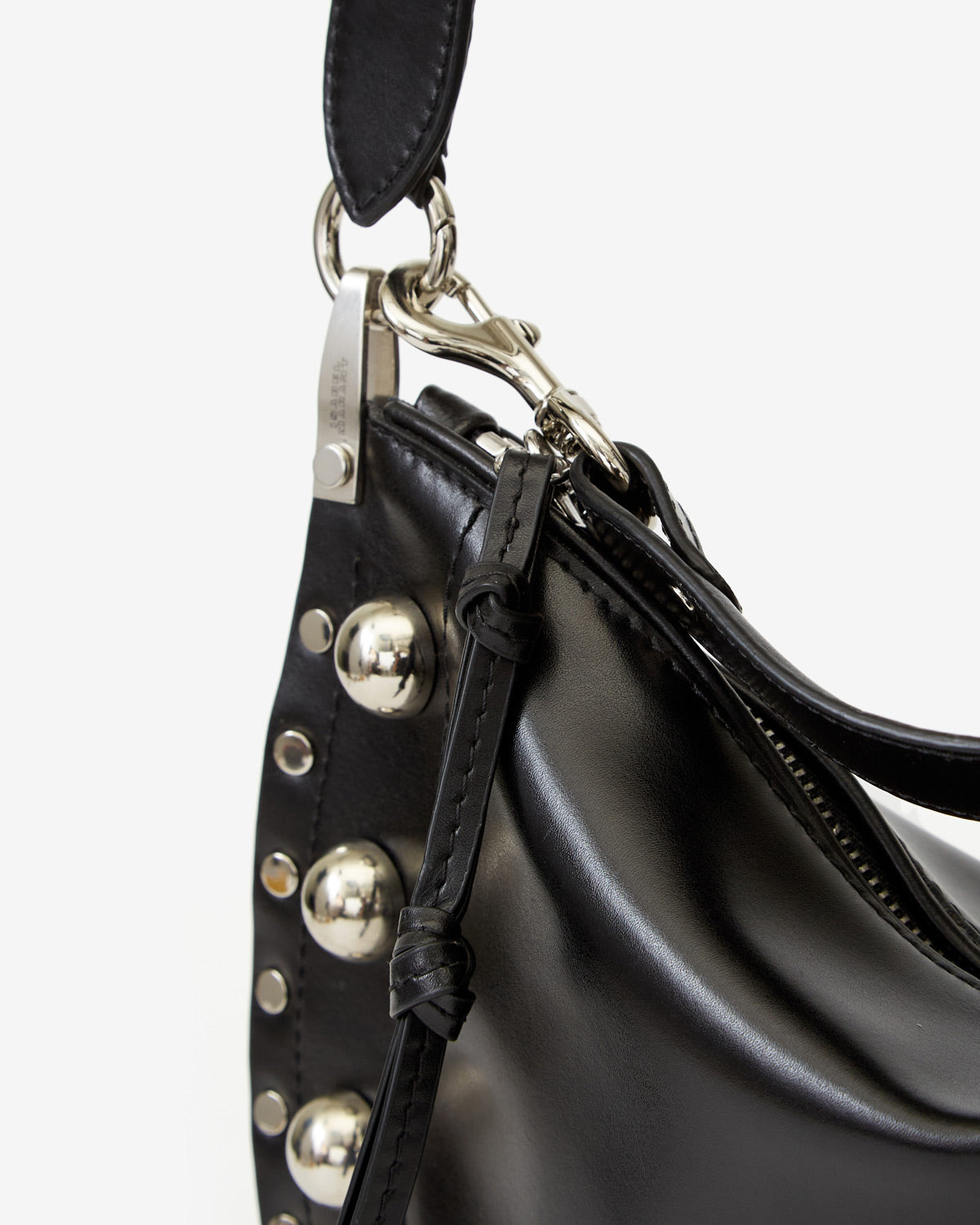 Oskan soft zip bag in studded cowhide leather - Black - Woman - 6
