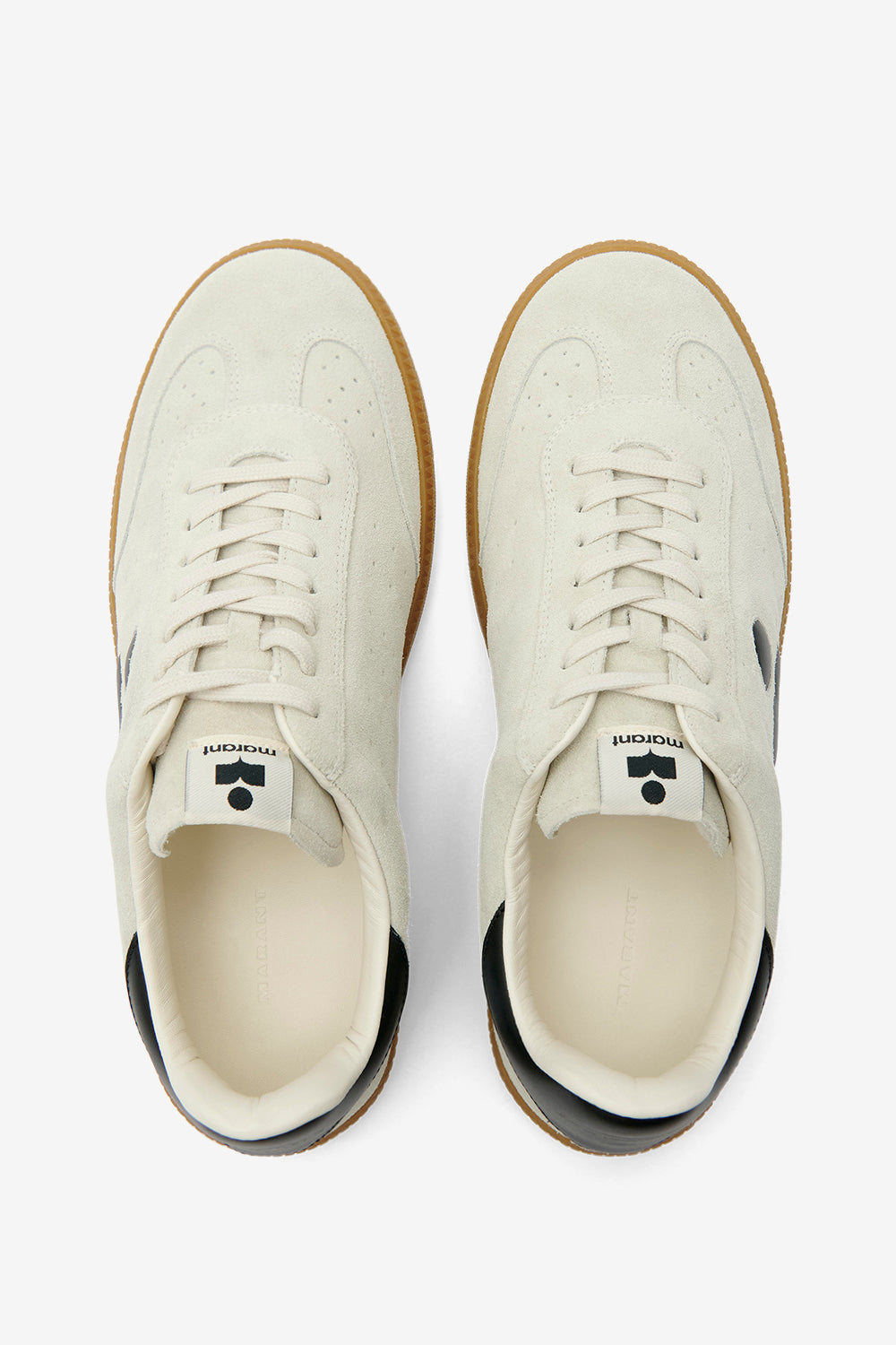 Flacher sneaker brycy aus kalbs-veloursleder - Beige and black - Man - 4