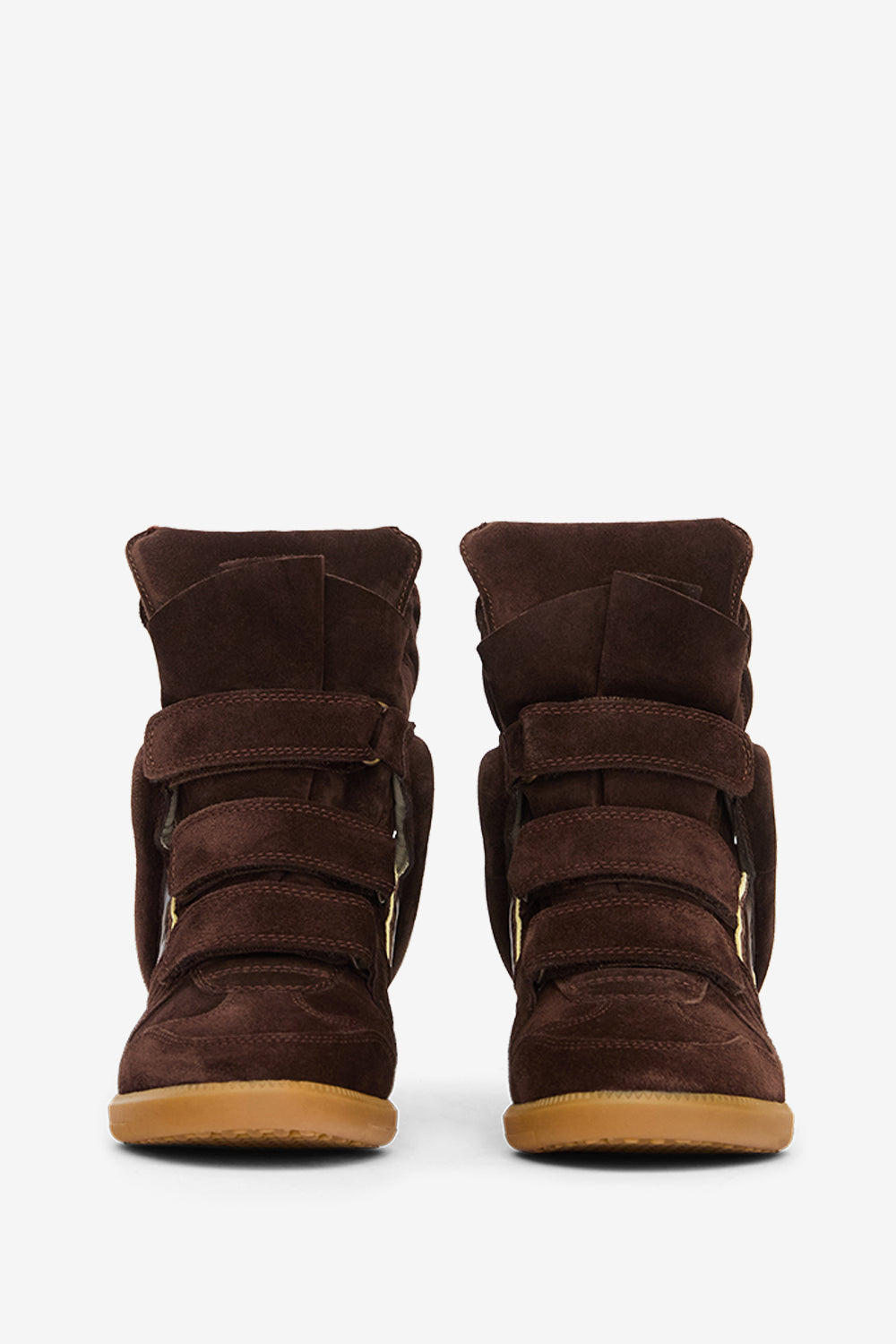 Sneaker bekett aus veloursleder mit keilabsatz - Chocolate - light yellow - Woman - 4