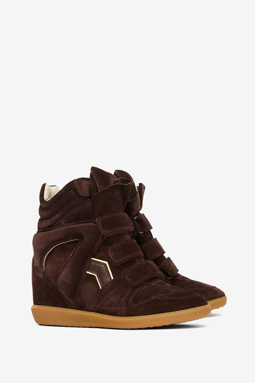 Sneaker bekett aus veloursleder mit keilabsatz - Chocolate - light yellow - Woman - 3
