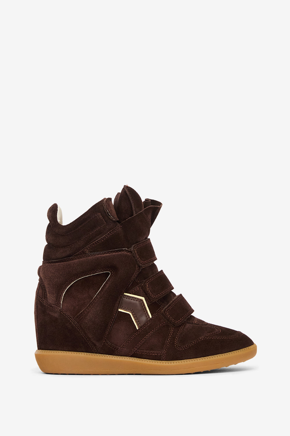 Sneaker bekett aus veloursleder mit keilabsatz - Chocolate - light yellow - Woman - 1