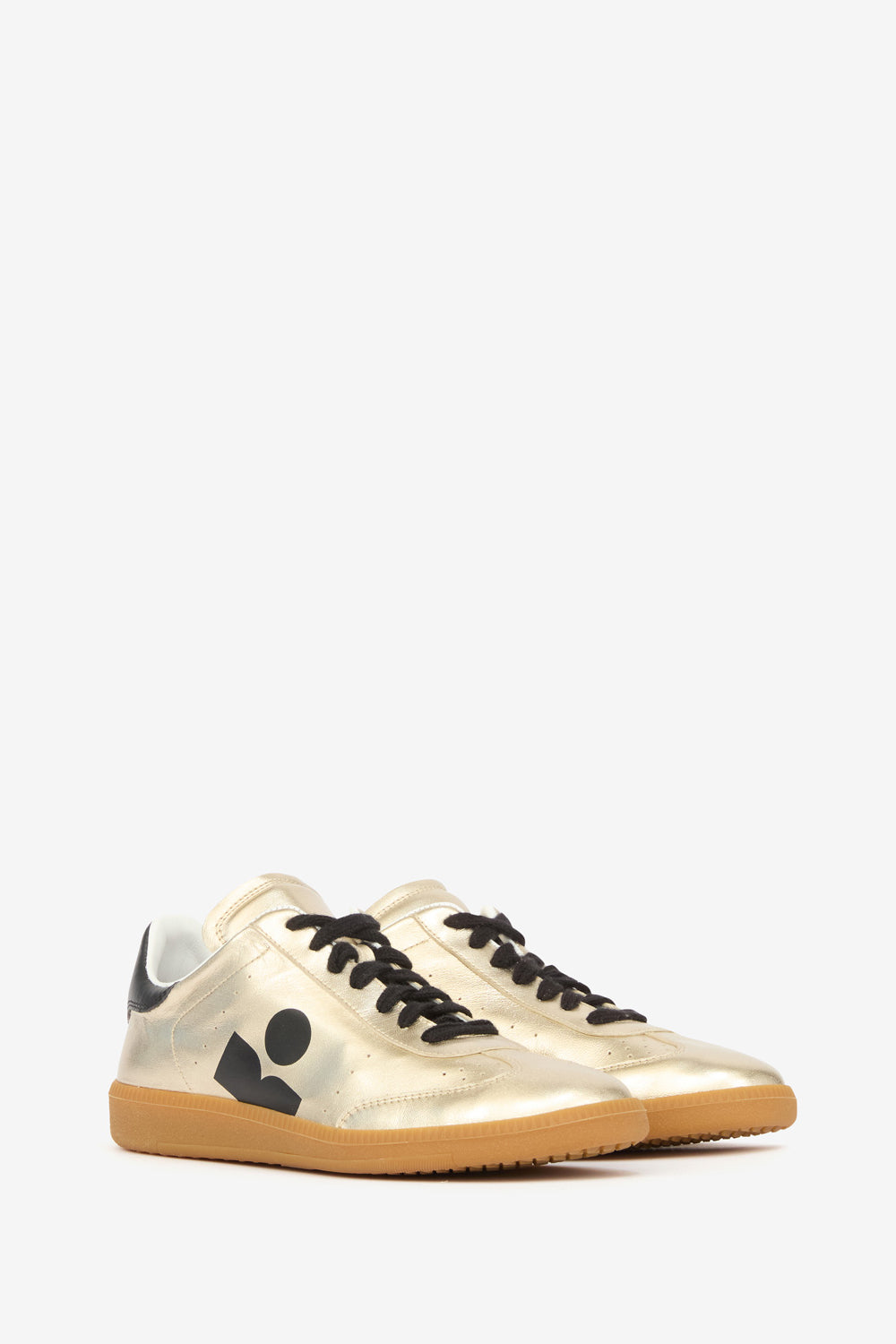 Baskets basses kaycee en cuir métallisé - Light gold/black - Woman - 3