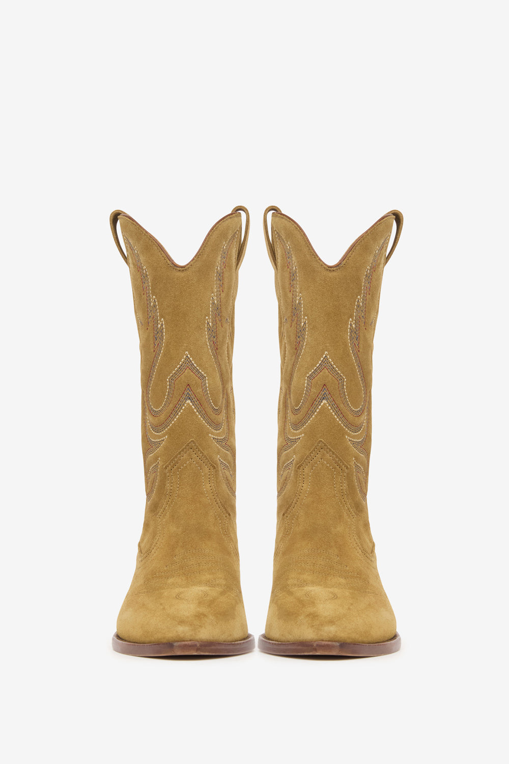 Duerto embroidered suede calfskin leather cowboy boots - Sepia - Woman - 4