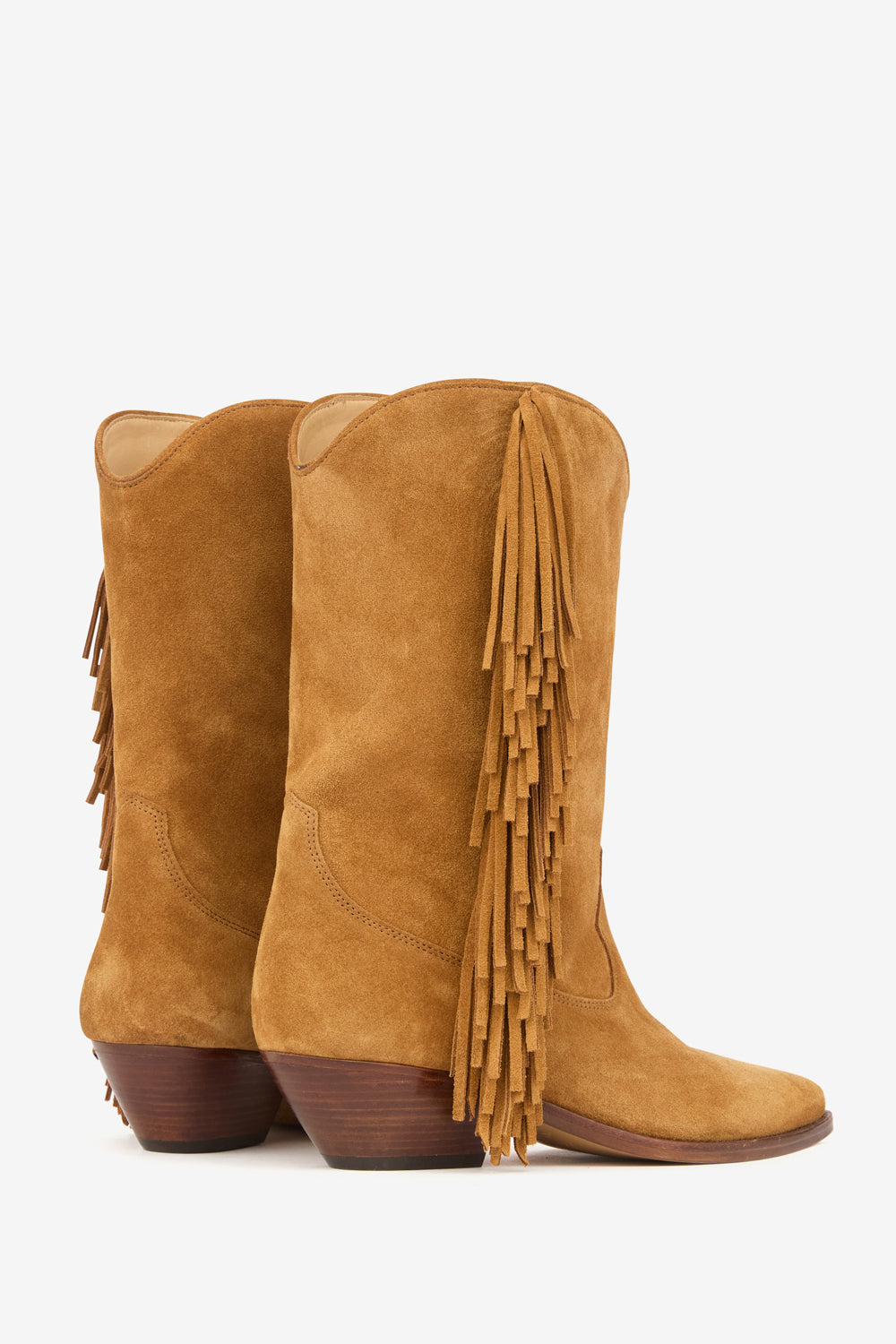 Bottes santiag duerto en cuir de veau velours à franges - Cognac - Woman - 2