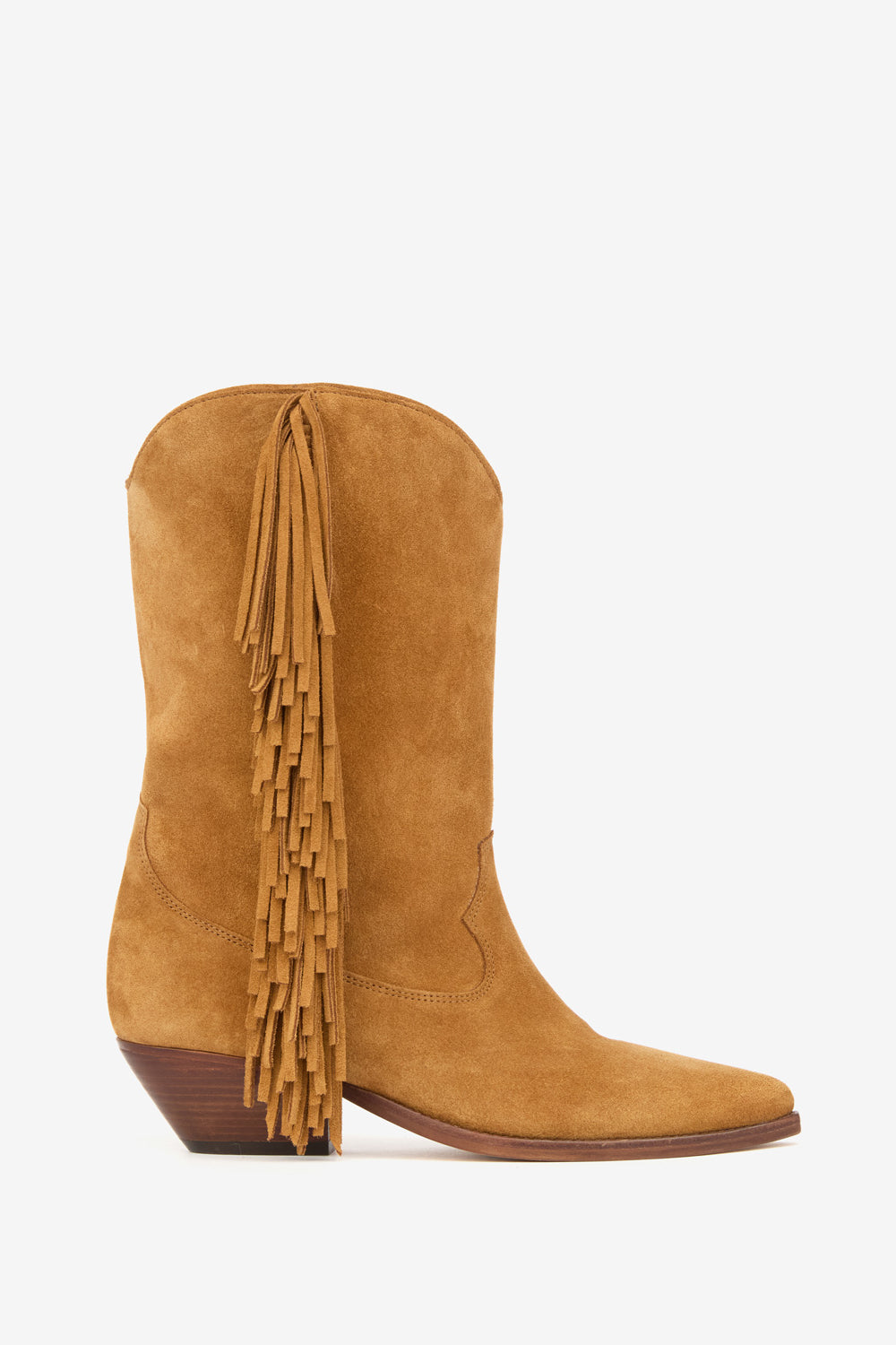 Bottes santiag duerto en cuir de veau velours à franges - Cognac - Woman - 1