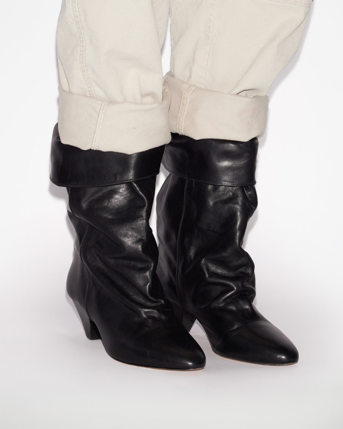 Dalby draped leather boots - Black - Woman - 5