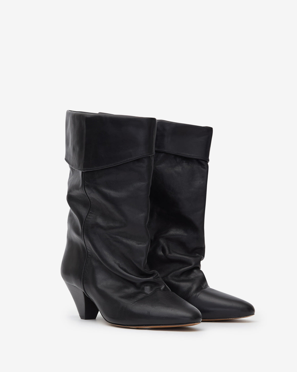 Dalby draped leather boots - Black - Woman - 3