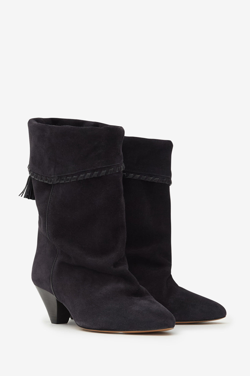 Dalby draped suede calfskin leather boots - Black - Woman - 3