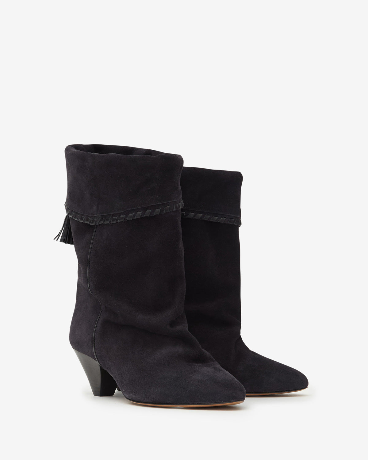 Dalby draped suede calfskin leather boots - Black - Woman - 3