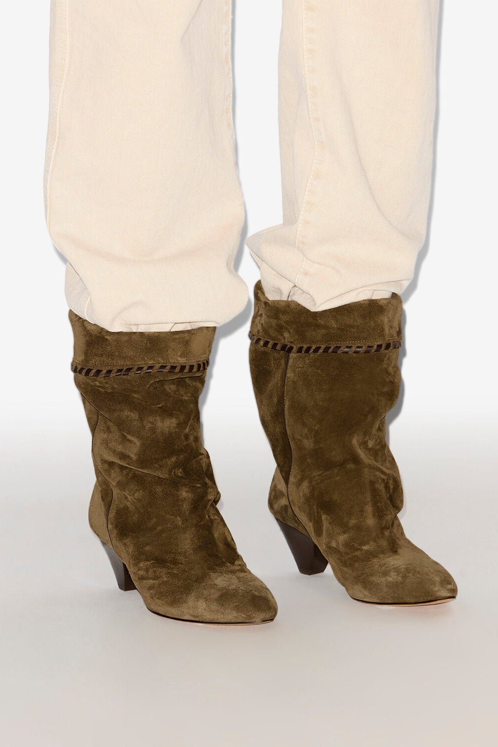 Dalby draped suede calfskin leather boots - Bronze - Woman - 5