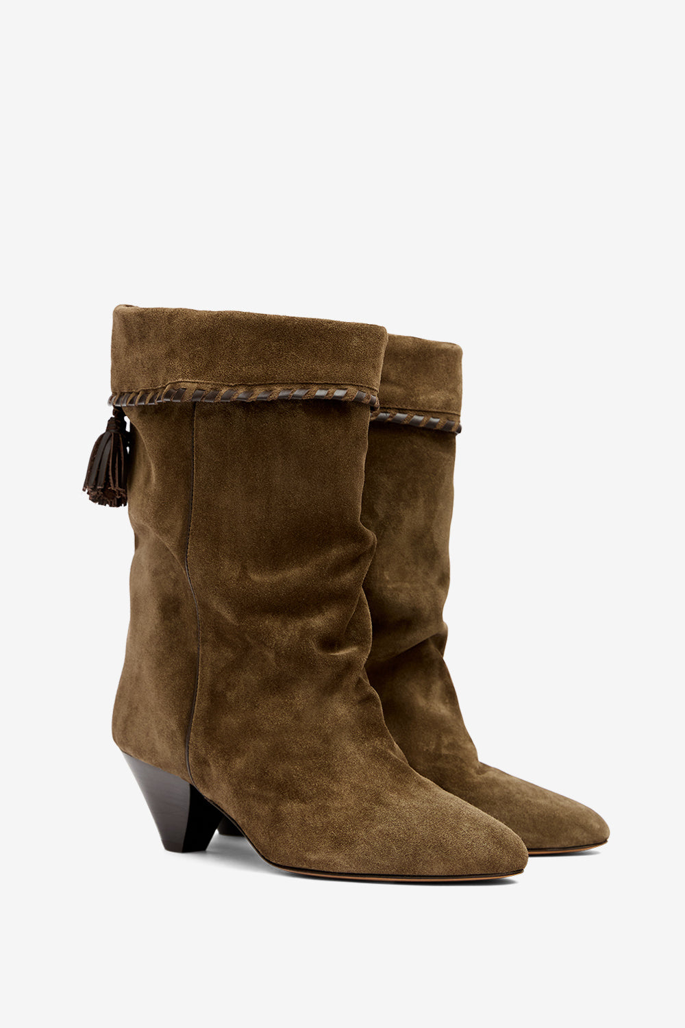 Dalby draped suede calfskin leather boots - Bronze - Woman - 3