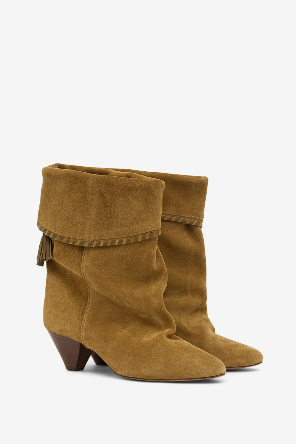 Dalby draped suede calfskin leather boots - Sepia - Woman - 3