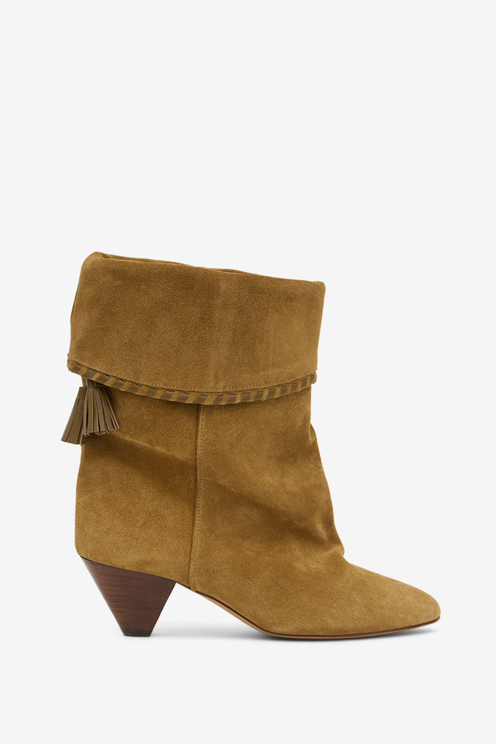 Dalby draped suede calfskin leather boots - Sepia - Woman - 1