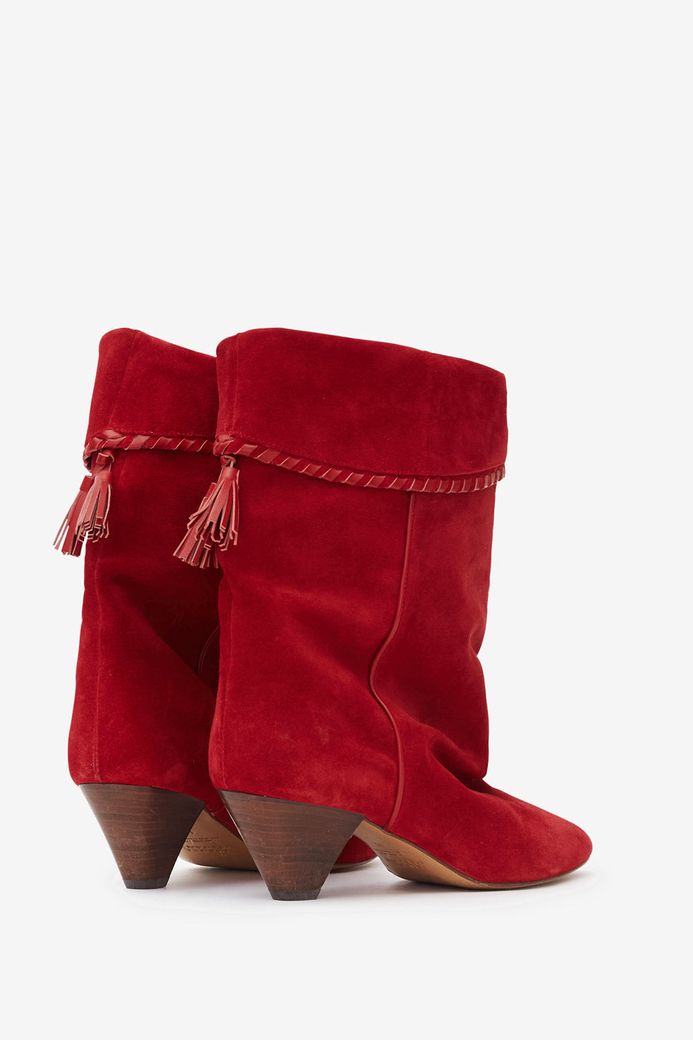 Dalby draped suede calfskin leather boots - Red - Woman - 2