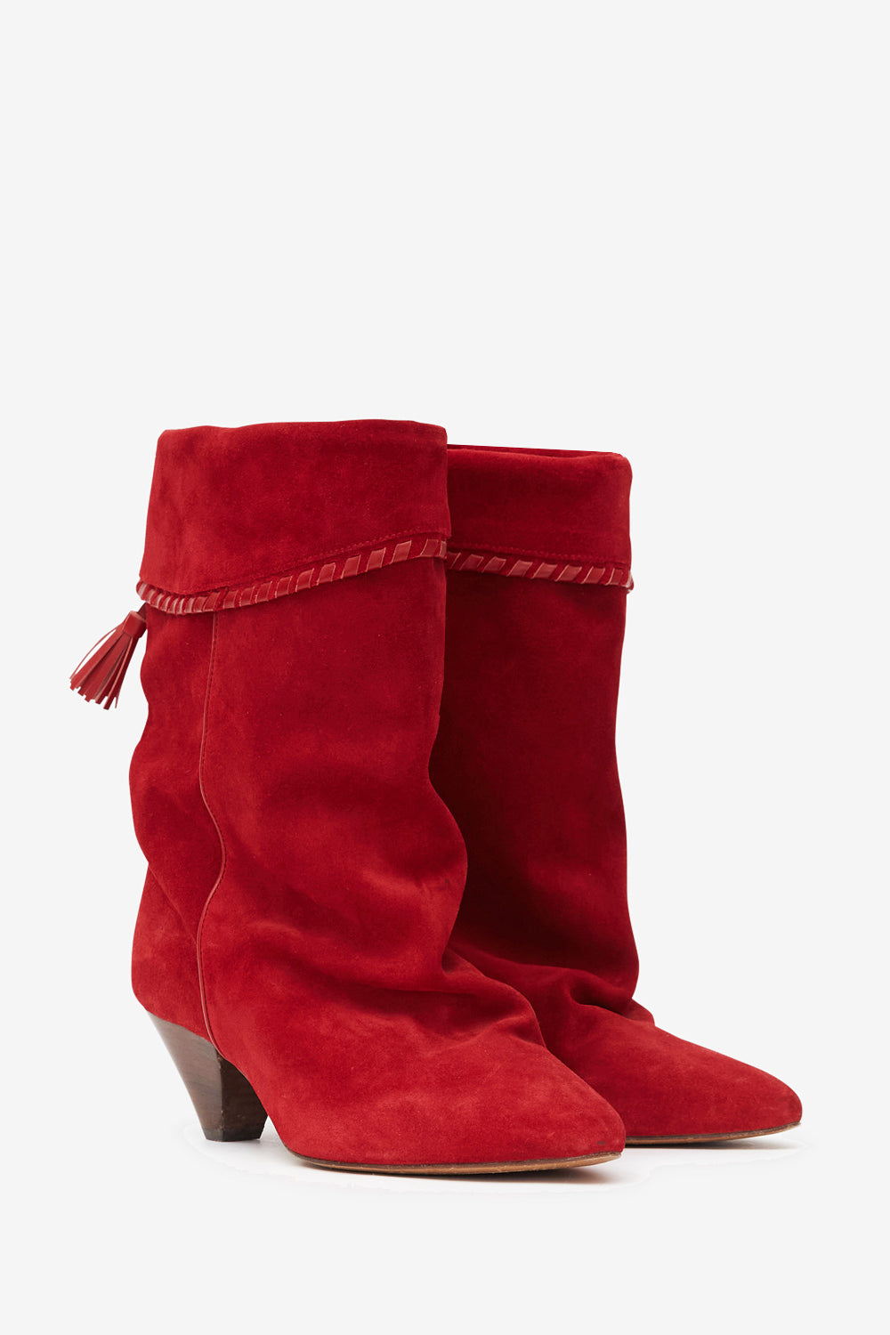 Dalby draped suede calfskin leather boots - Red - Woman - 3