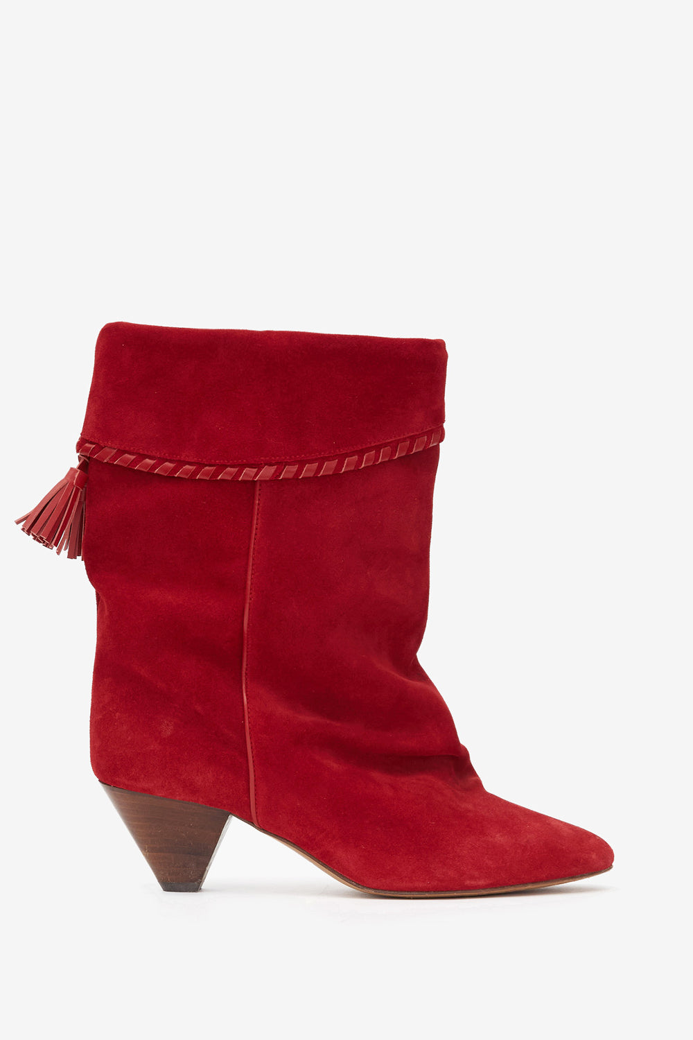Dalby draped suede calfskin leather boots - Red - Woman - 1