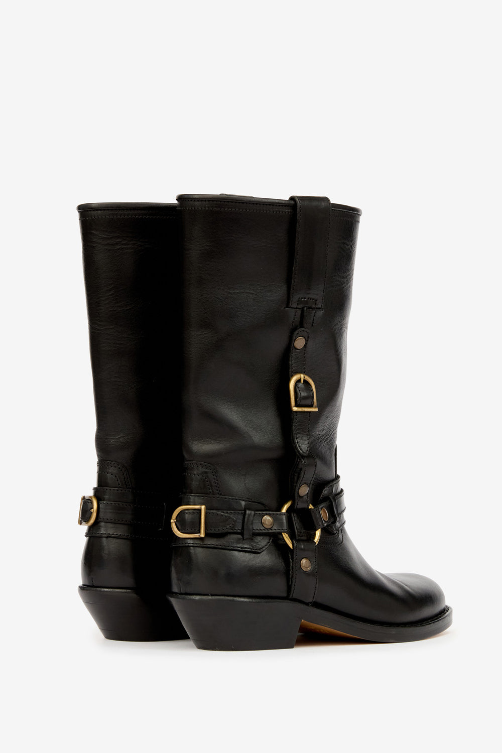 Heiko leather camargue boots with straps - Black - Woman - 2