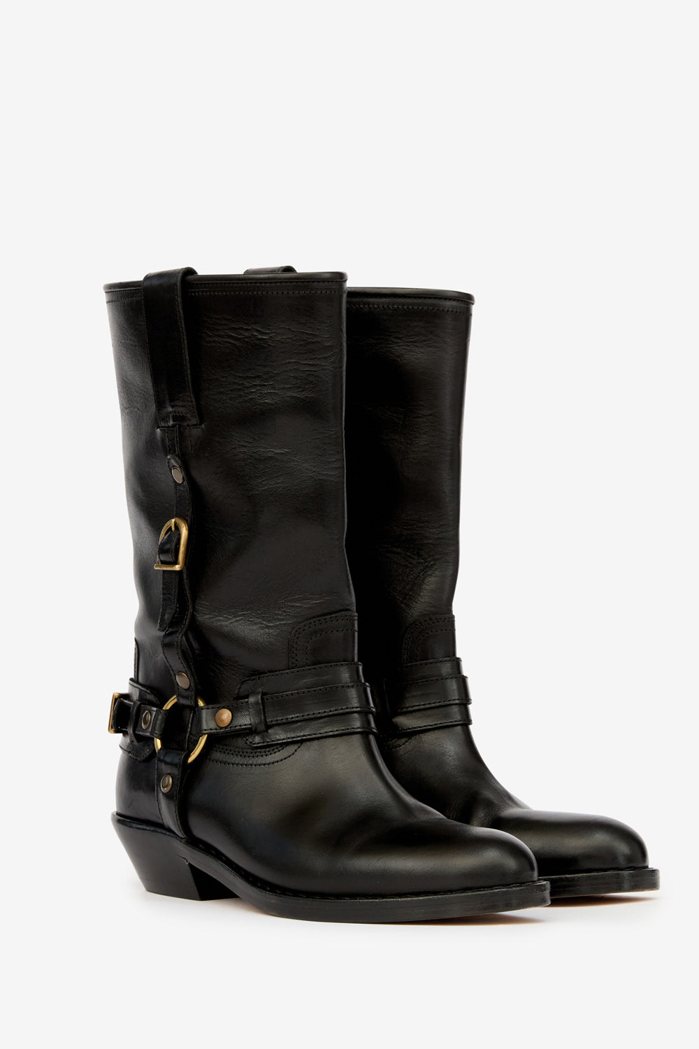 Heiko leather camargue boots with straps - Black - Woman - 3