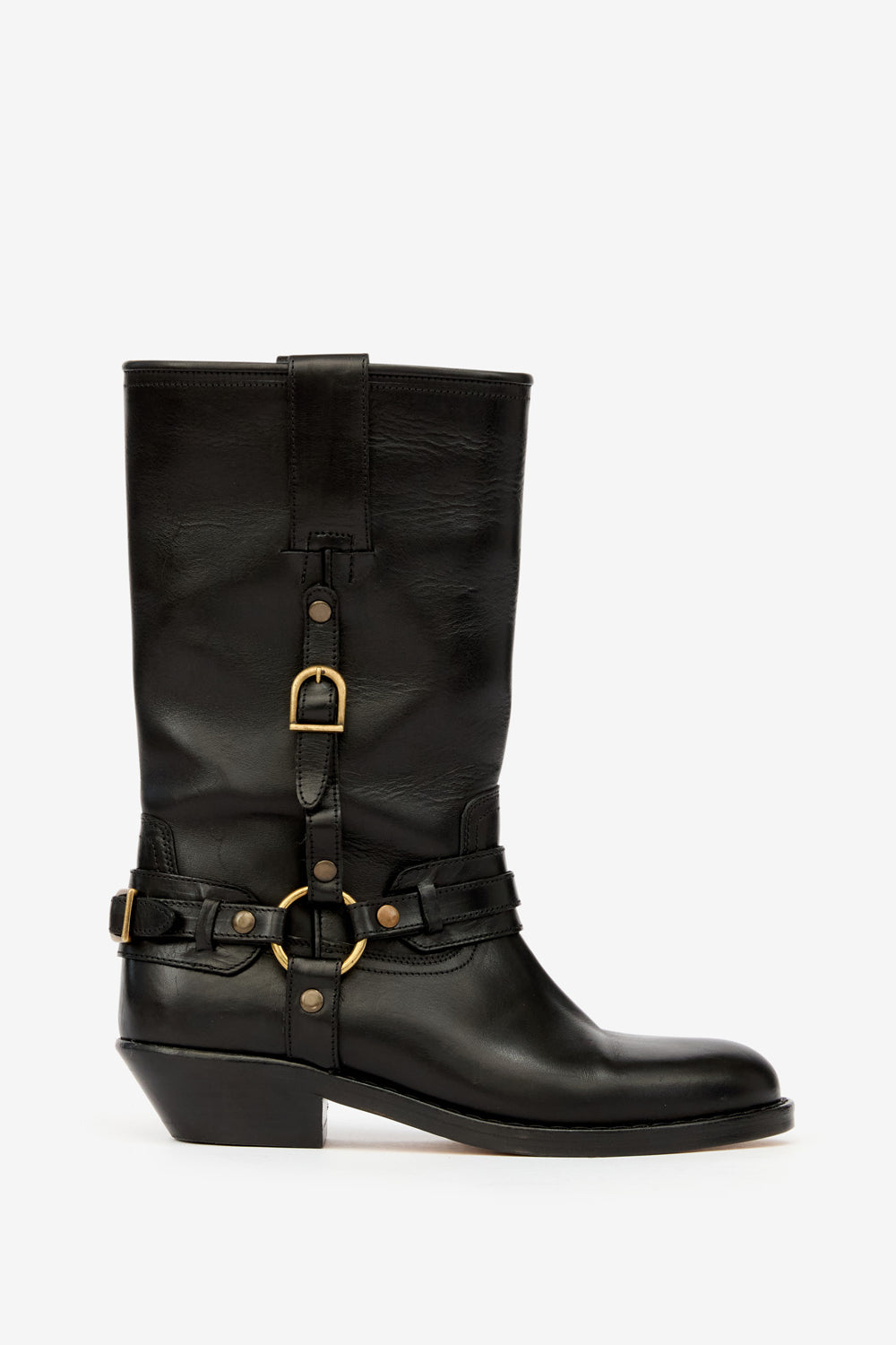 Heiko leather camargue boots with straps - Black - Woman - 1