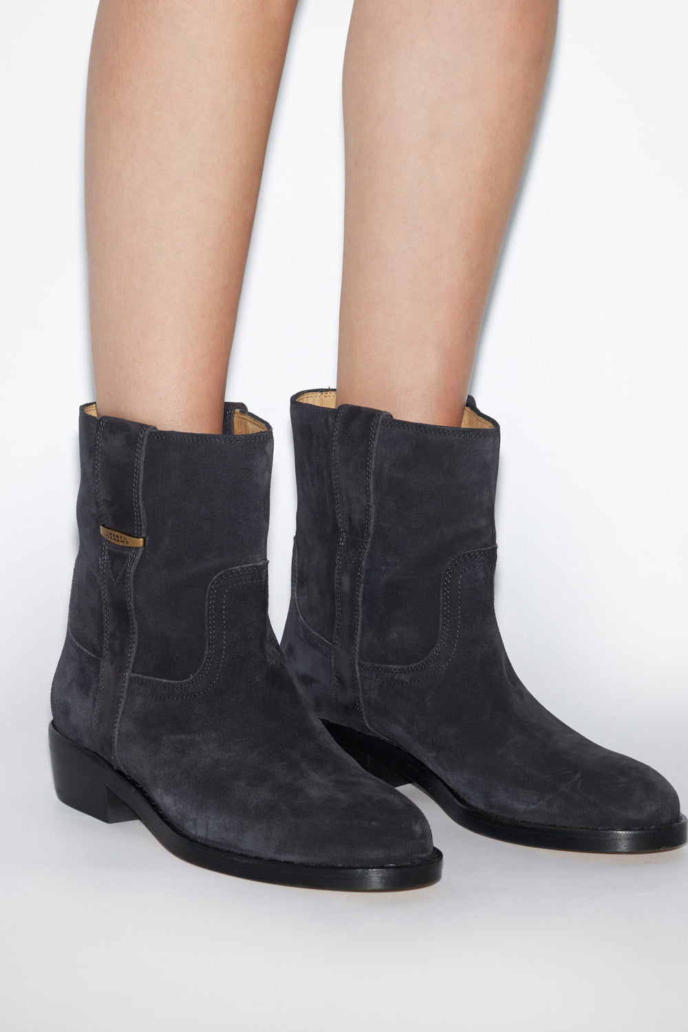 Boots camarguaises lylie en cuir de veau velours - Noir délavé - Woman - 5