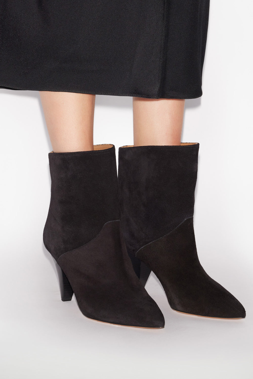 Loline high-heeled suede calfskin leather boots - Black - Woman - 5