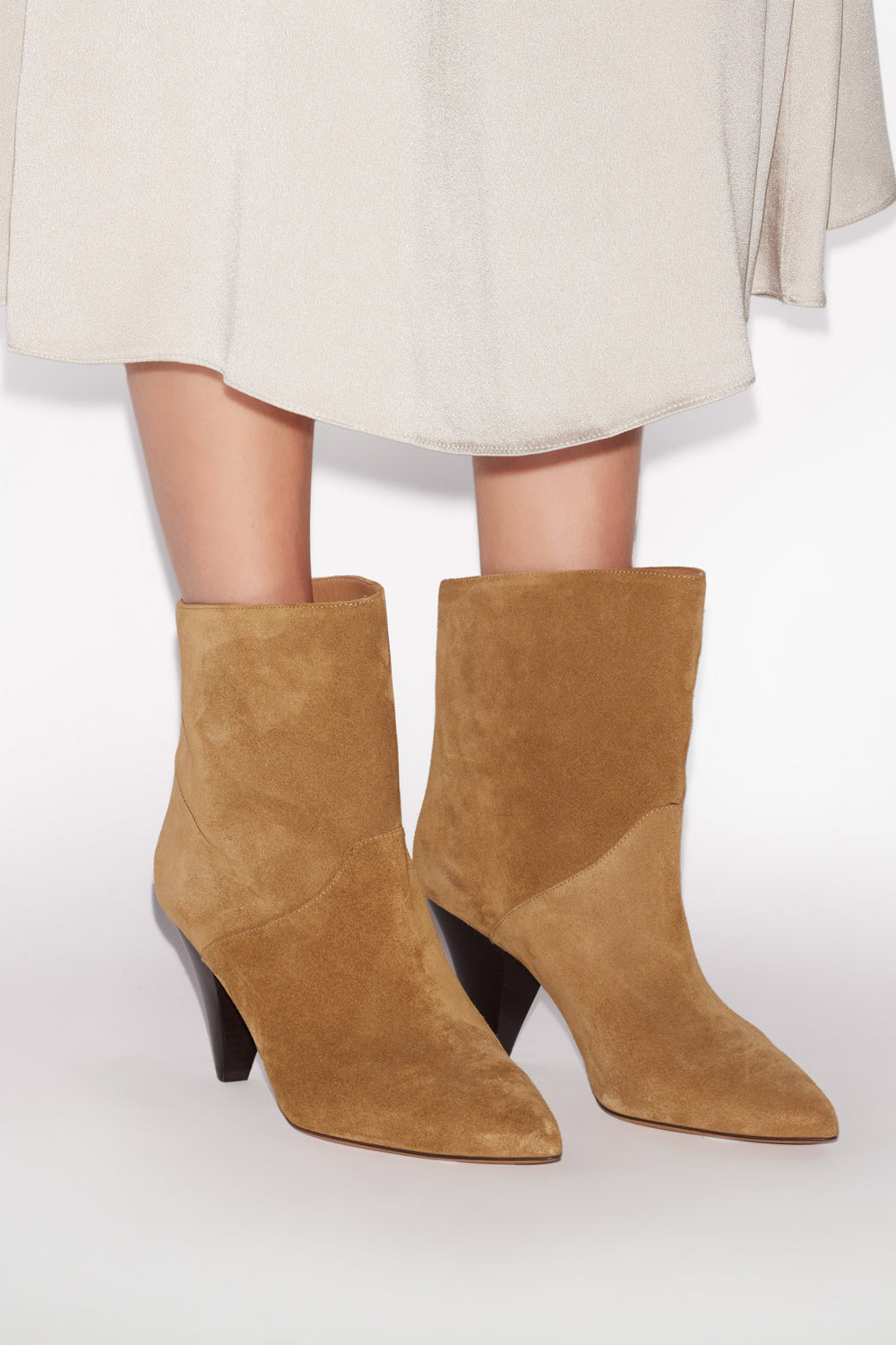 Loline high-heeled suede calfskin leather boots - Sepia - Woman - 5