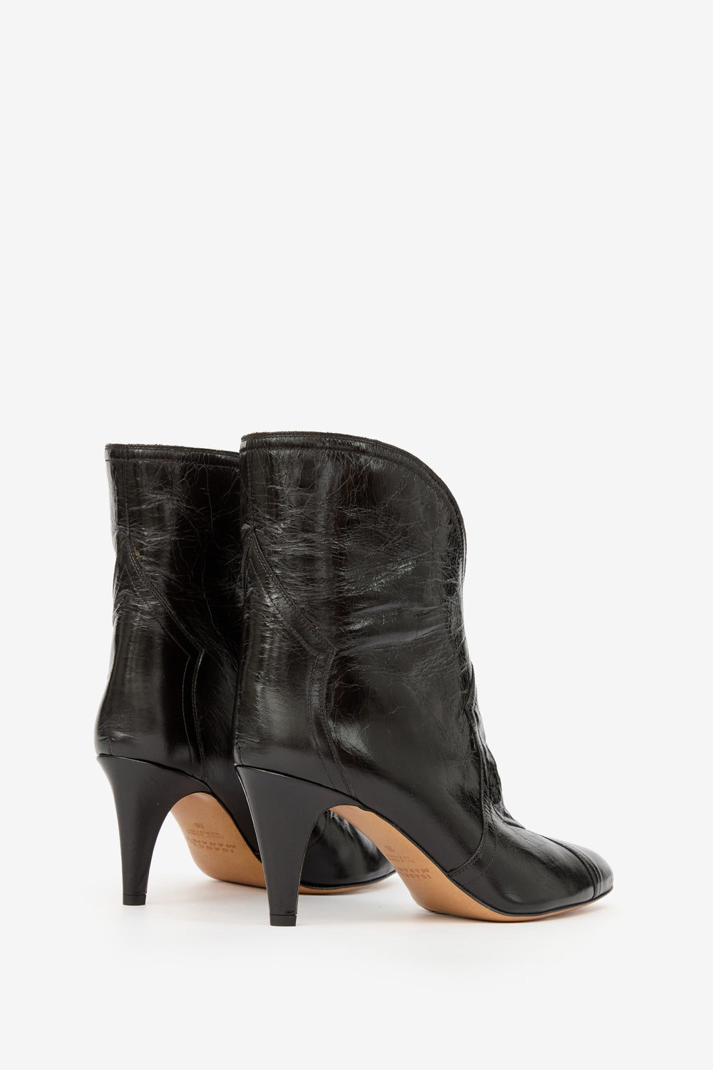 Davel high-heeled cowhide leather boots - Black - Woman - 2