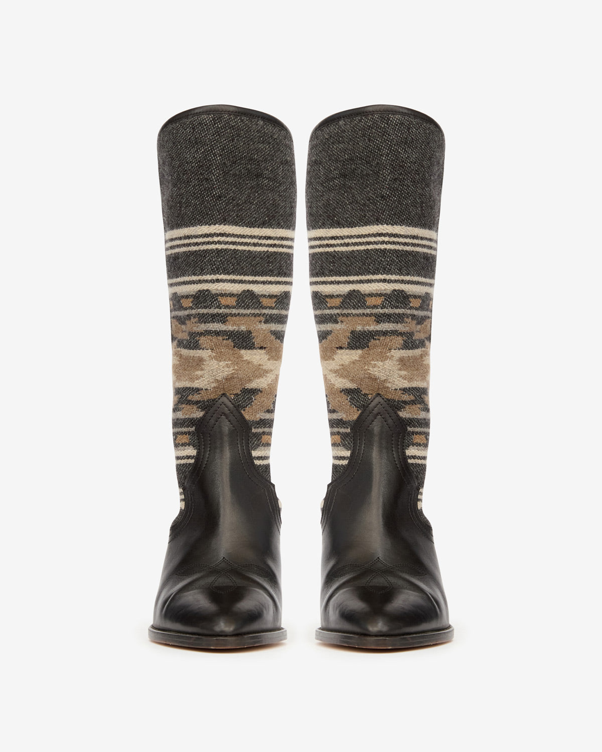 Bottes santiag lijita en cuir et jacquard  - Noir délavé - Woman - 4