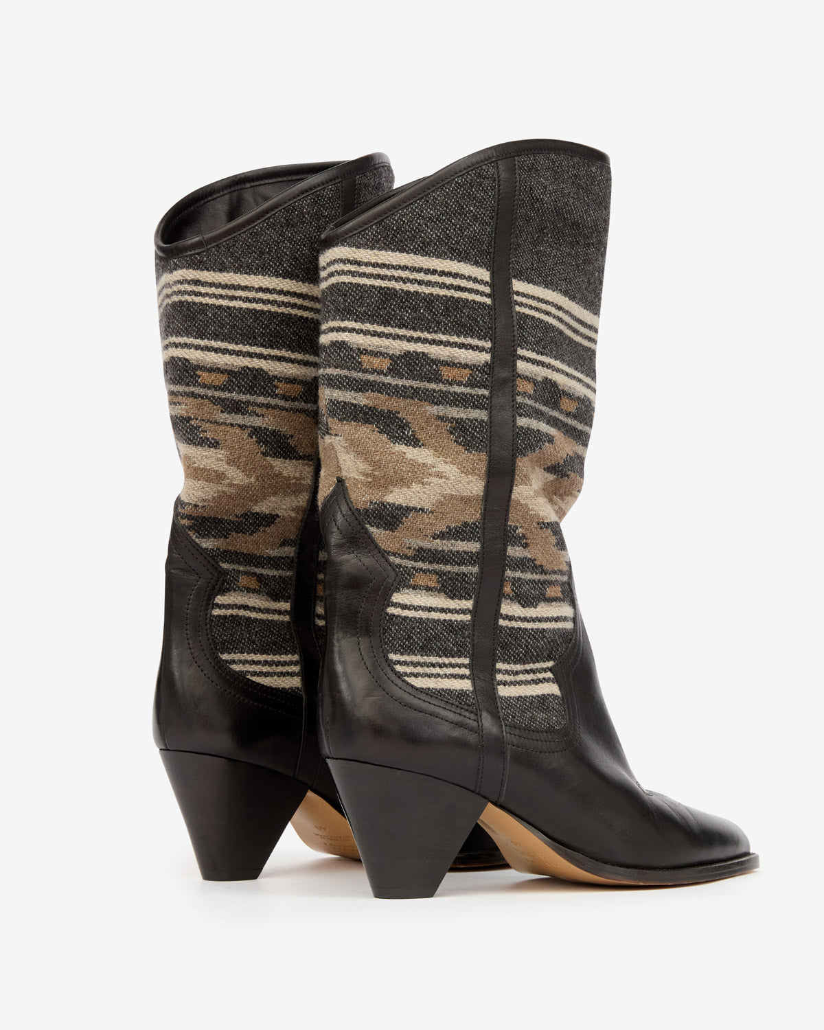 Bottes santiag lijita en cuir et jacquard  - Noir délavé - Woman - 2