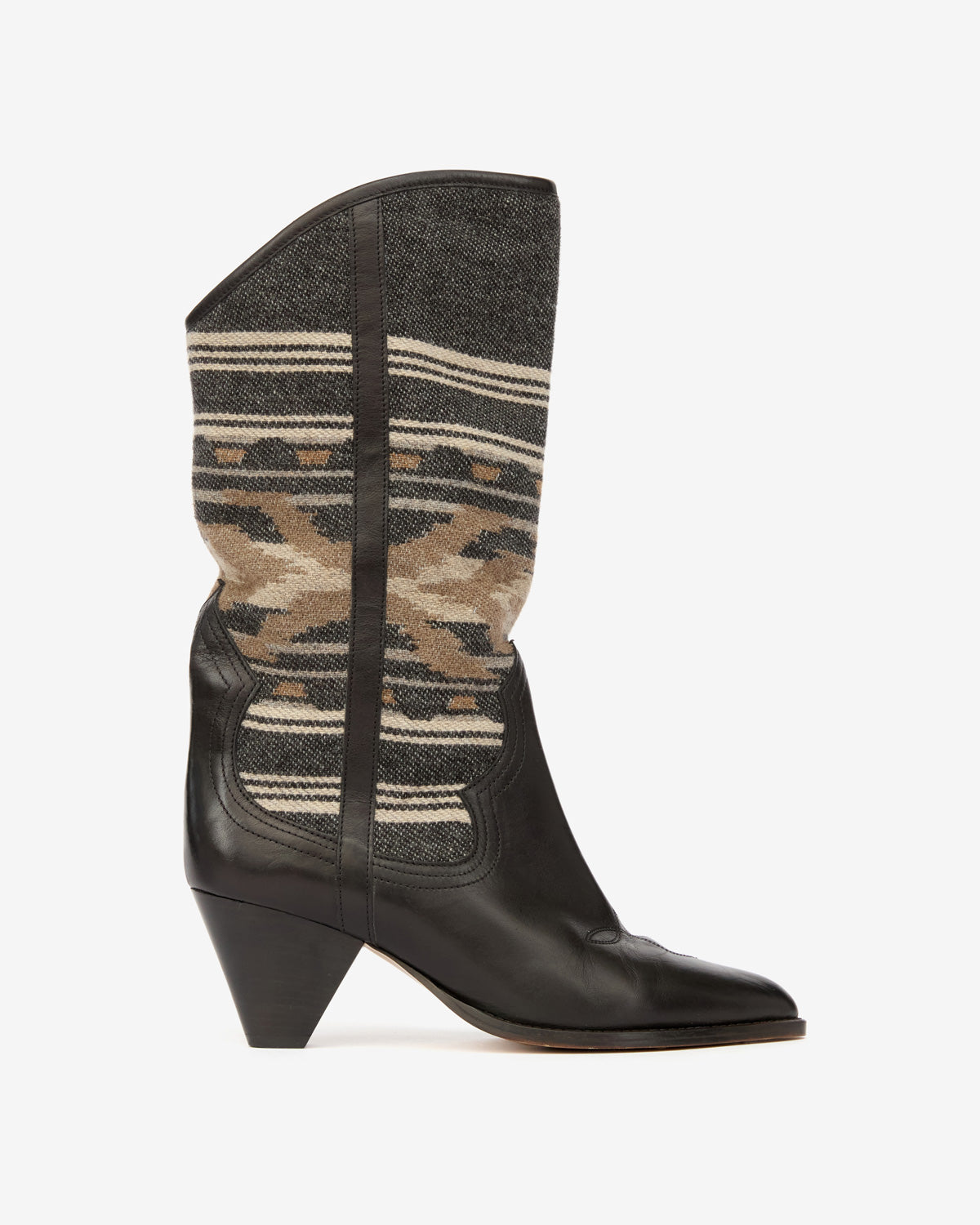Bottes santiag lijita en cuir et jacquard  - Noir délavé - Woman - 1