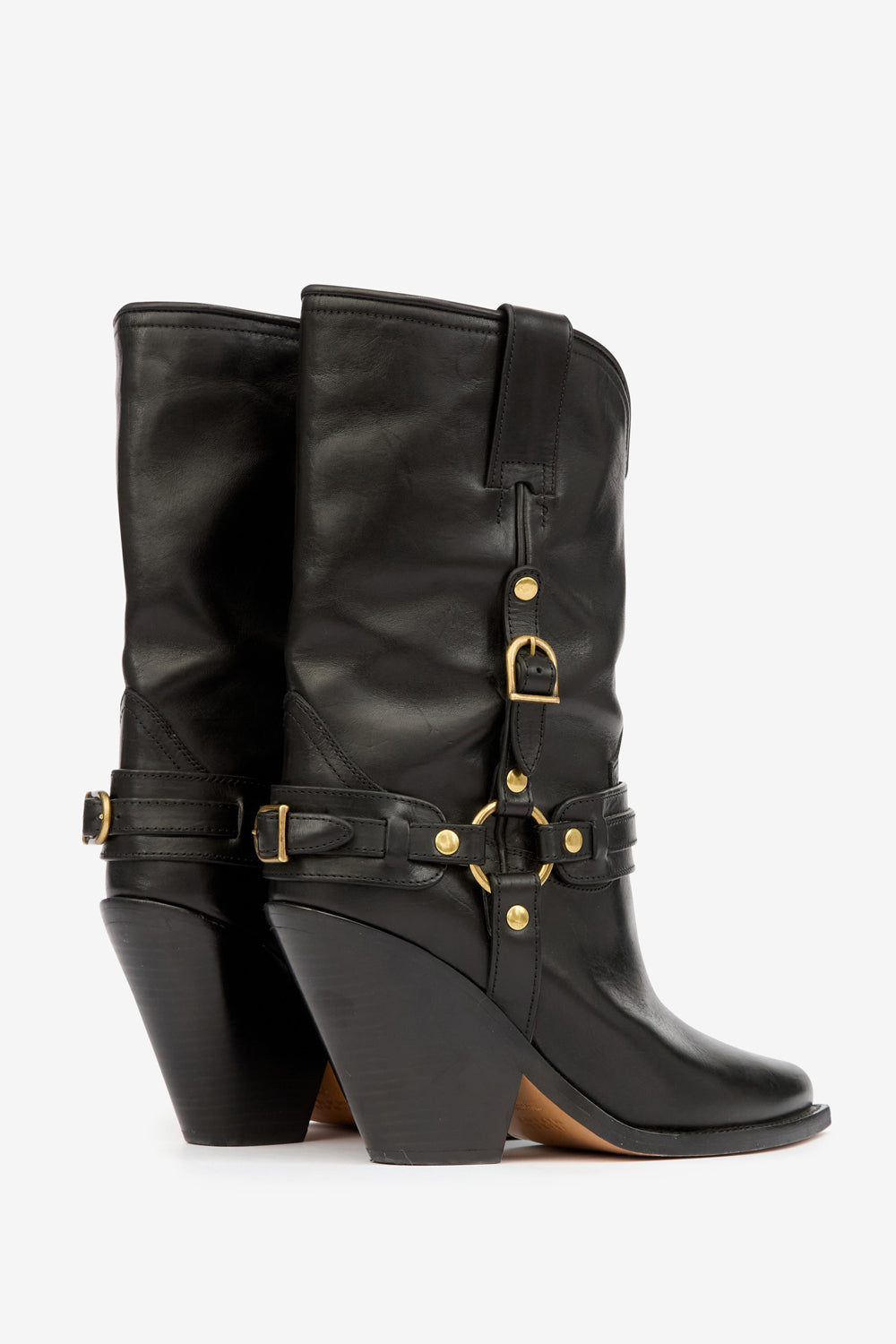 Cowboystiefel lyka aus leder mit riemen - Schwarz - Woman - 2