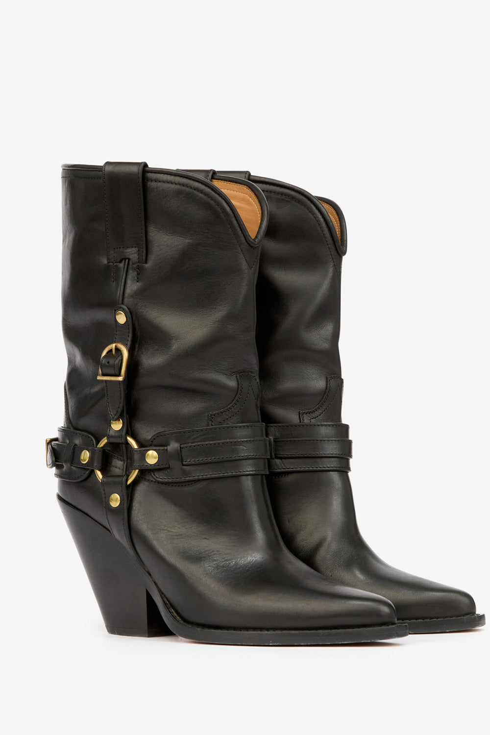 Cowboystiefel lyka aus leder mit riemen - Schwarz - Woman - 3