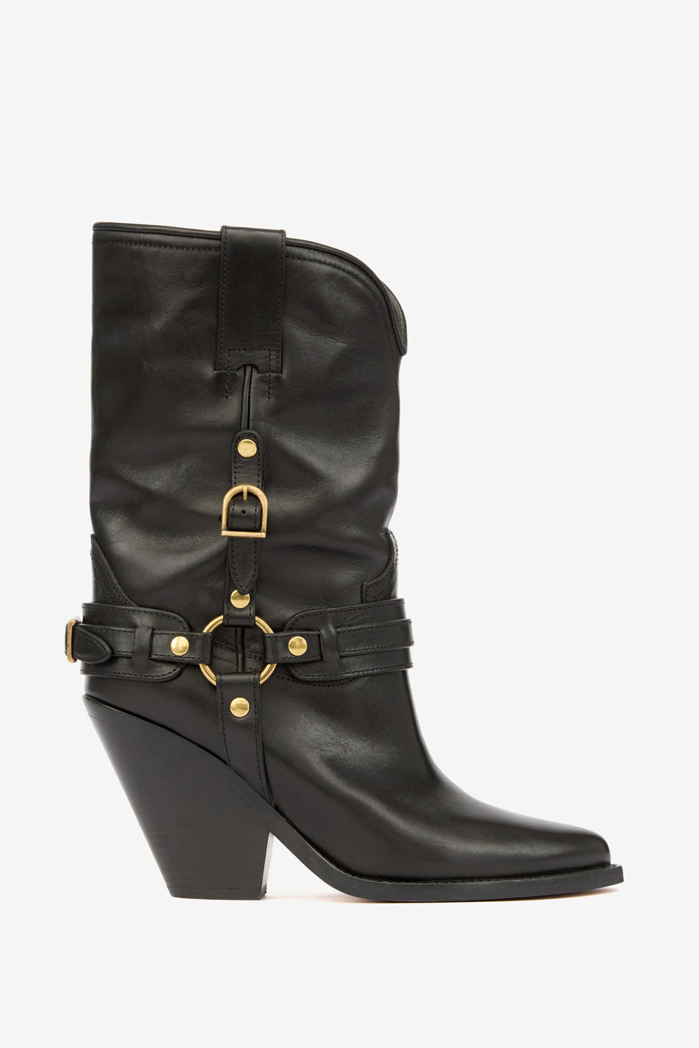 Cowboystiefel lyka aus leder mit riemen - Schwarz - Woman - 1