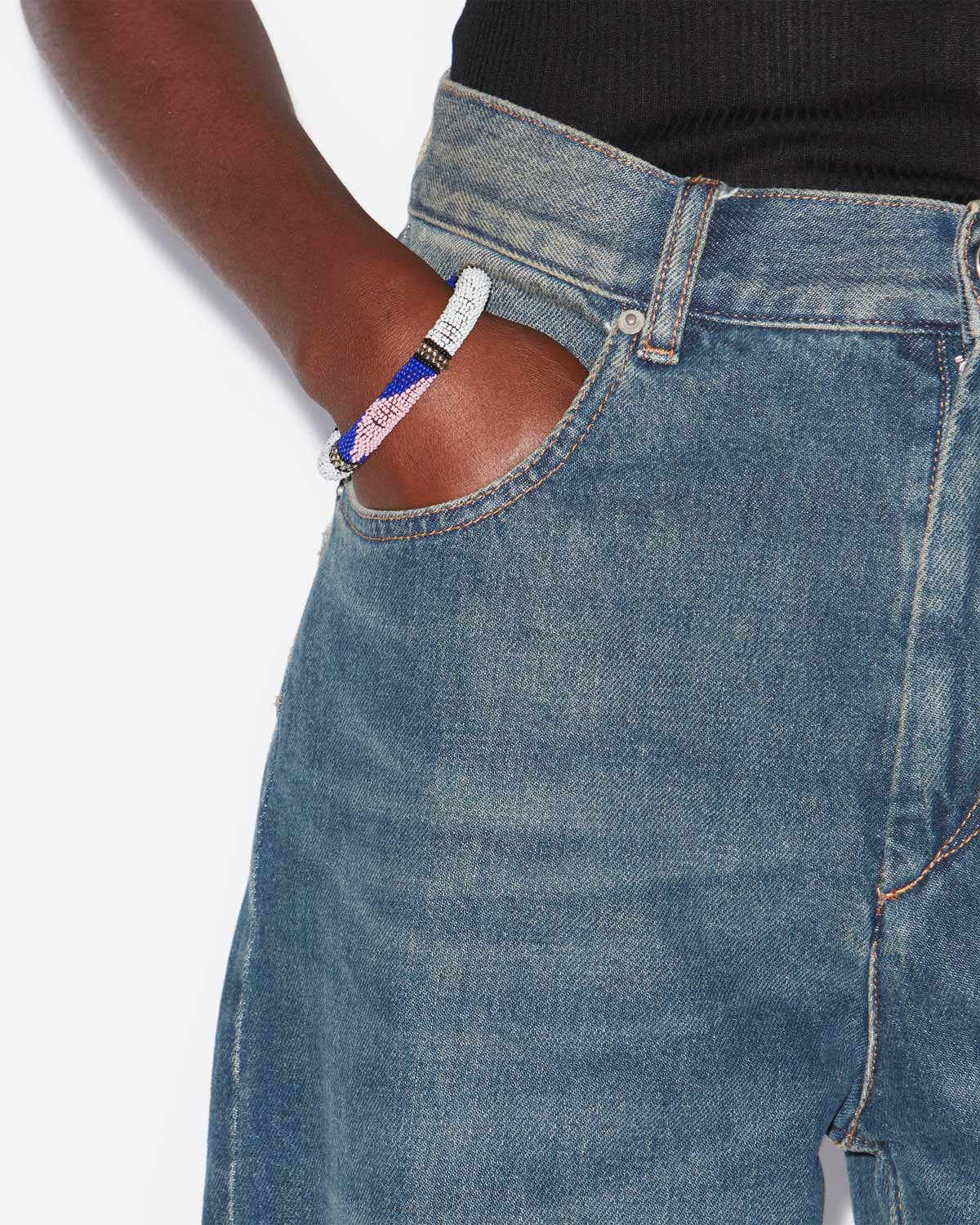 Nuna beaded cuff bracelet - White and silver - Woman - 2